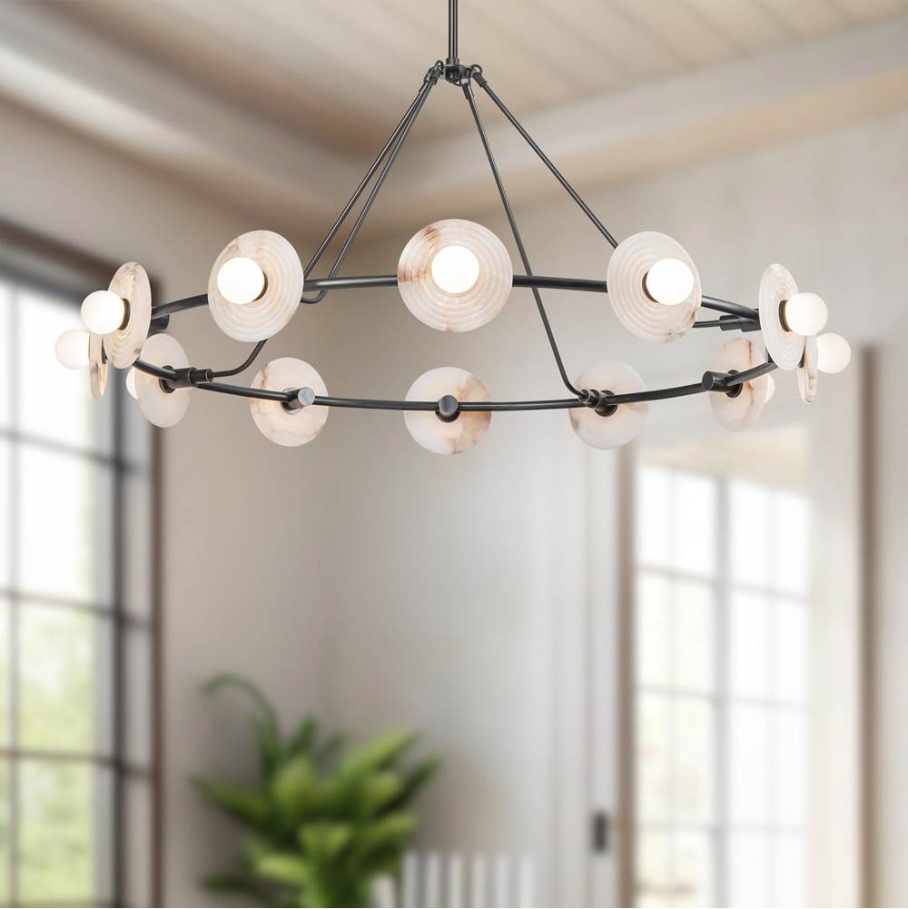 Alora Lighting CH346046UBAR-UNV Urban Bronze,Alabaster Dahlia 46-in Urban Bronze/alabaster Led Chandeliers Image 2