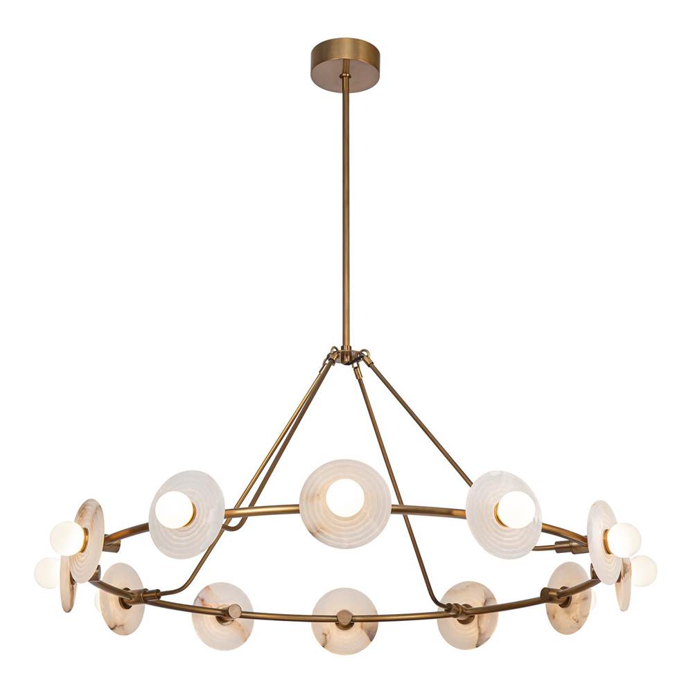 Alora Lighting CH346046VBAR Vintage Brass,Alabaster Dahlia 46-in Vintage Brass/alabaster Led Chandeliers Image 1