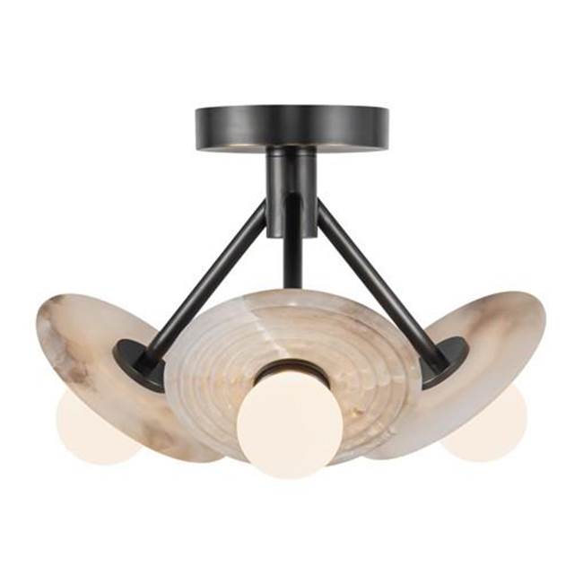 Alora Lighting Dahlia 13-in Urban Bronze/alabaster Led Semi Flush Mount