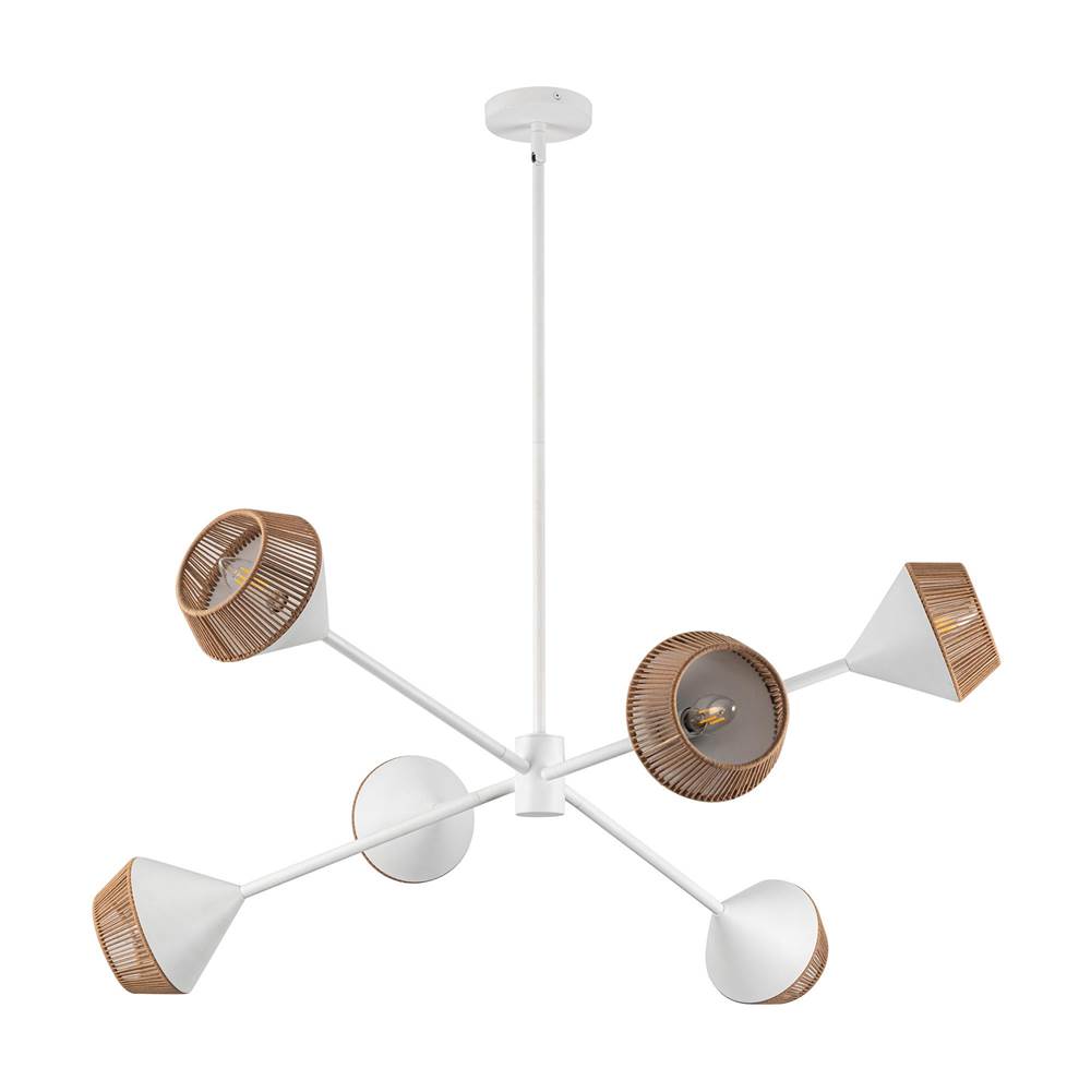 Alora Lighting Daphne 38-in Matte Black/brown Cotton Rope 6 Lights Chandelier