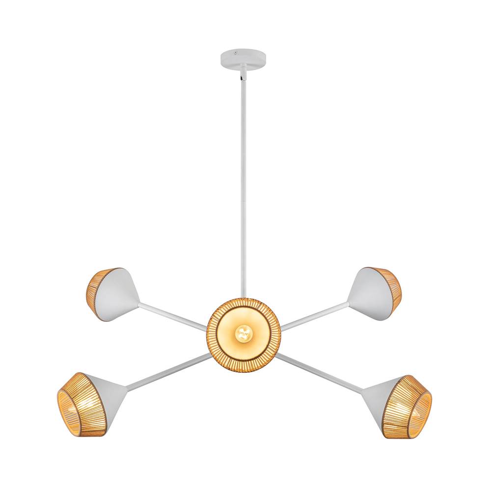 Alora Lighting CH633638WHBR White,Brown Cotton Rope Daphne 38-in White/brown Cotton Rope 6 Lights Chandelier Image 5