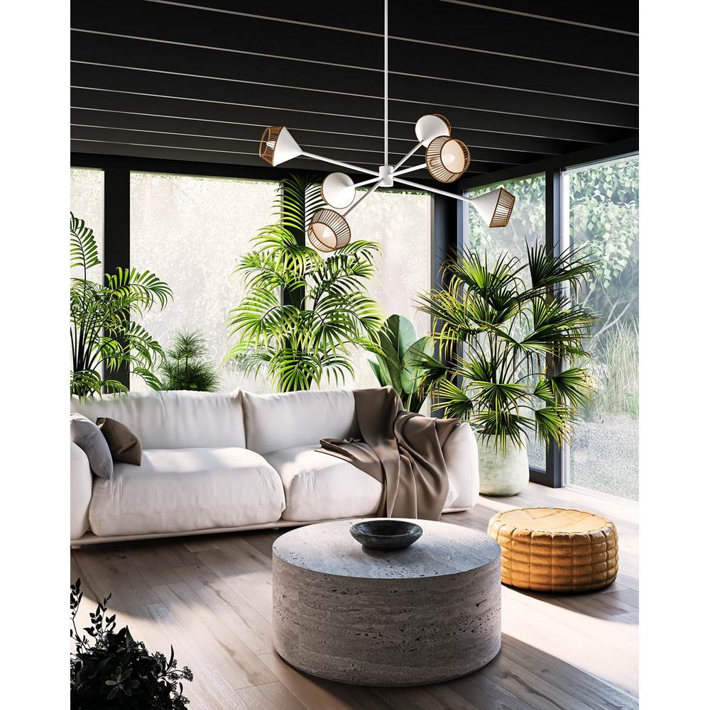Alora Lighting CH633638WHBR White,Brown Cotton Rope Daphne 38-in White/brown Cotton Rope 6 Lights Chandelier Image 2