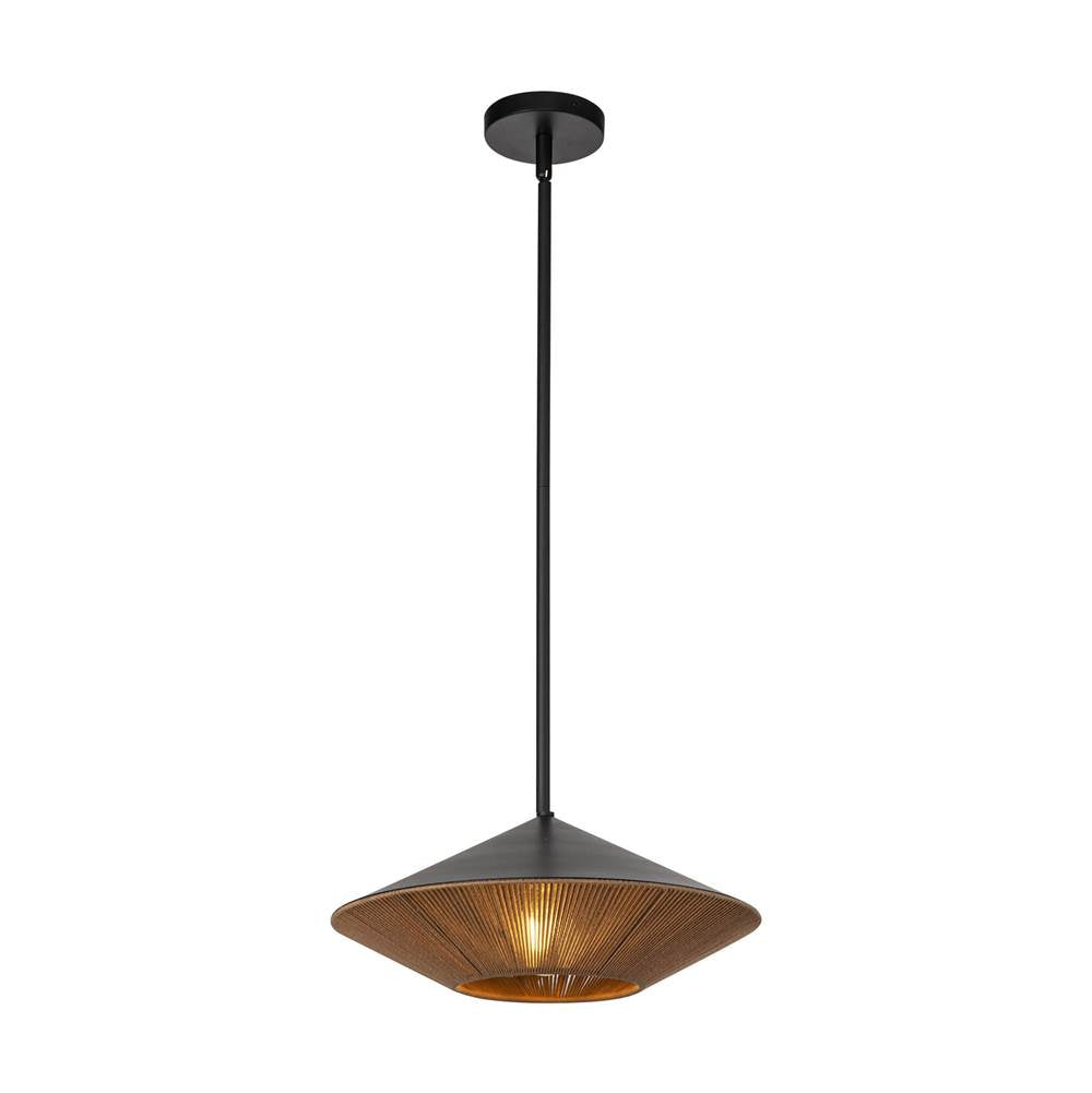 Alora Lighting PD633215MBBR Matte Black,Brown Cotton Rope Daphne 15-in Matte Black/brown Cotton Rope 1 Light Pendant Image 4