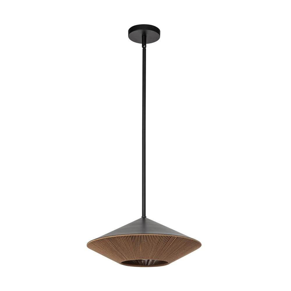 Alora Lighting PD633215MBBR Matte Black,Brown Cotton Rope Daphne 15-in Matte Black/brown Cotton Rope 1 Light Pendant Image 3