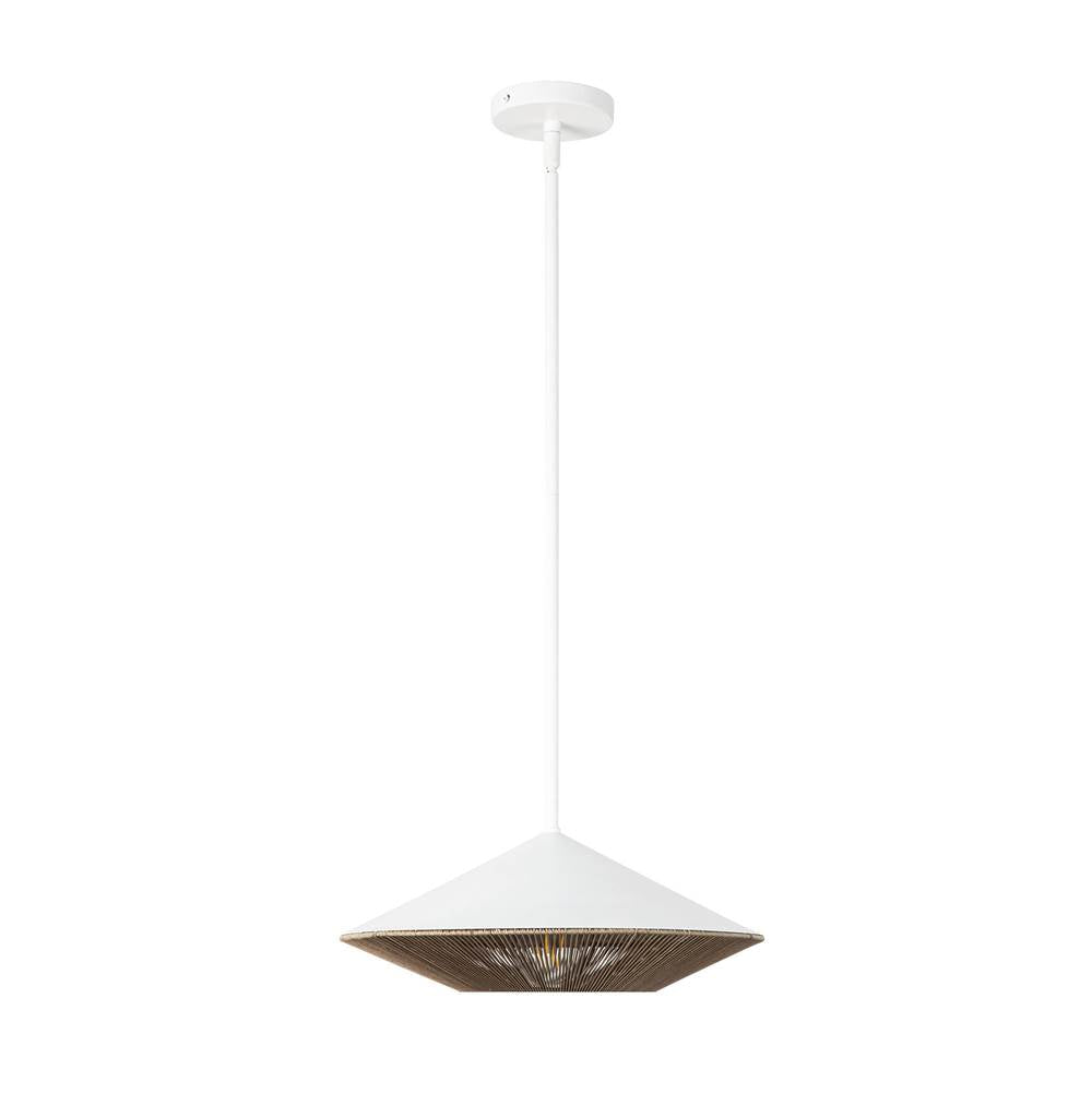 Alora Lighting Daphne 15-in Matte Black/brown Cotton Rope 1 Light Pendant