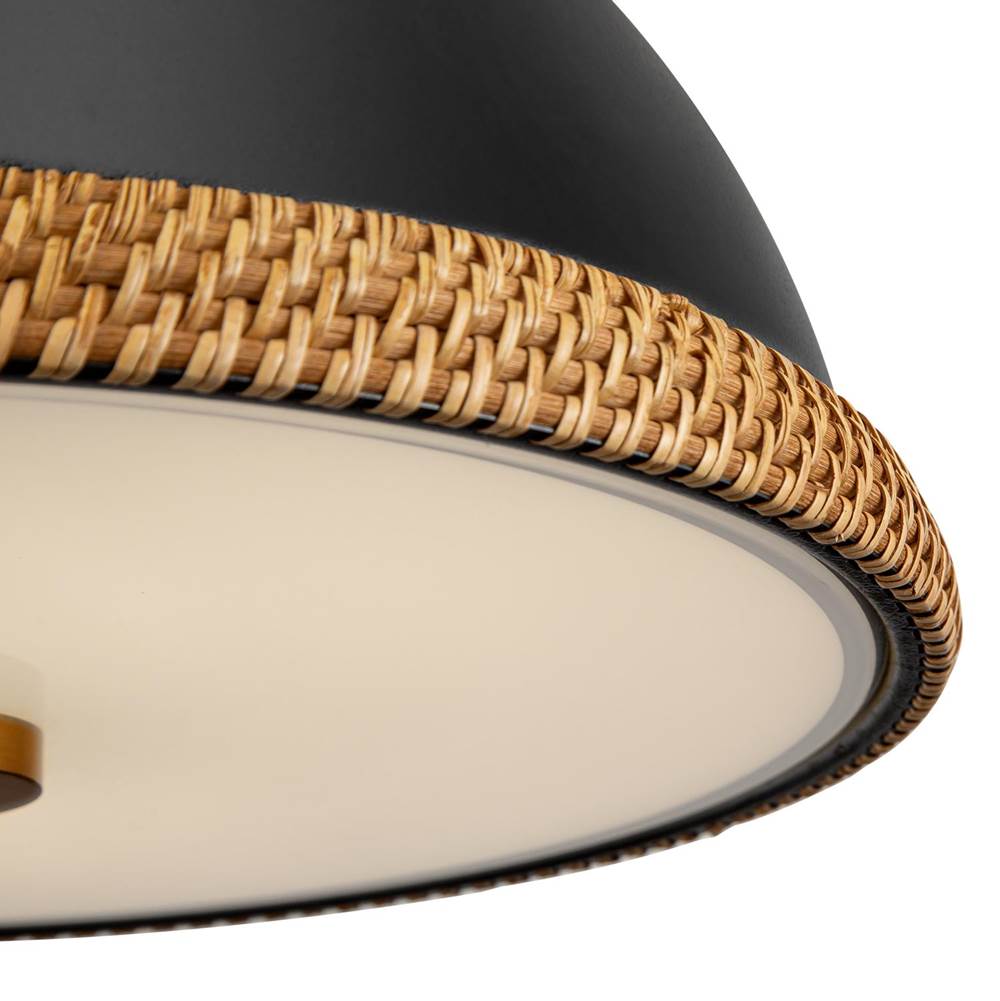 Alora Lighting Doral 16-in Matte Black/vintage Brass 2 Lights Pendant
