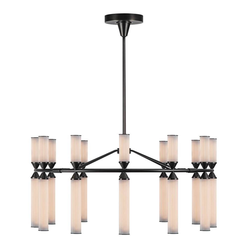Alora Lighting Edwin 38-in Urban Bronze/frosted Ribbed Glass Led Chandeliers