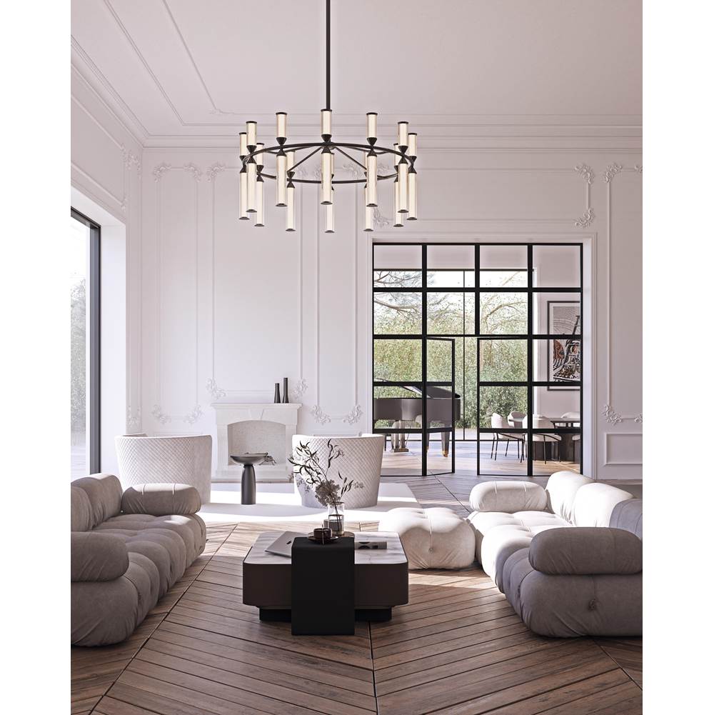 Alora Lighting CH348038UBFR Urban Bronze,Frosted Ribbed Glass Edwin 38-in Urban Bronze/frosted Ribbed Glass Led Chandeliers Image 2