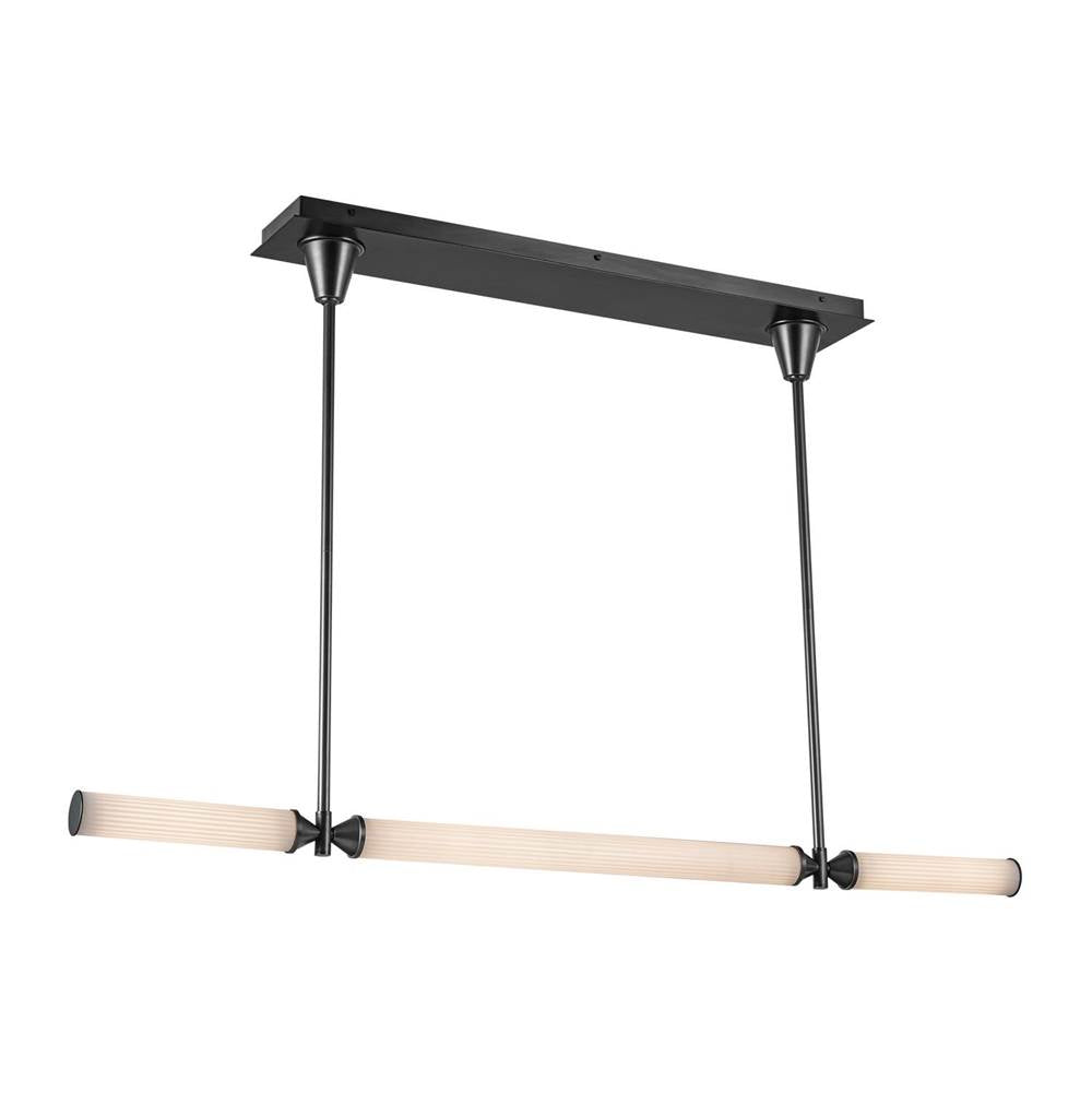 Alora Lighting Edwin 48-in Urban Bronze/frosted Ribbed Glass Led Linear Pendant
