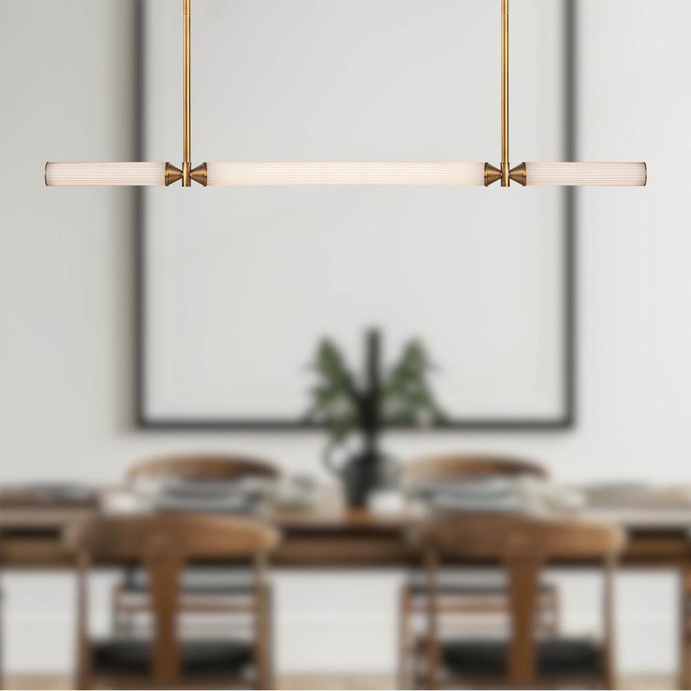 Alora Lighting LP348148VBFR-UNV Vintage Brass,Frosted Ribbed Glass Edwin 48-in Vintage Brass/frosted Ribbed Glass Led Linear Pendant Image 2