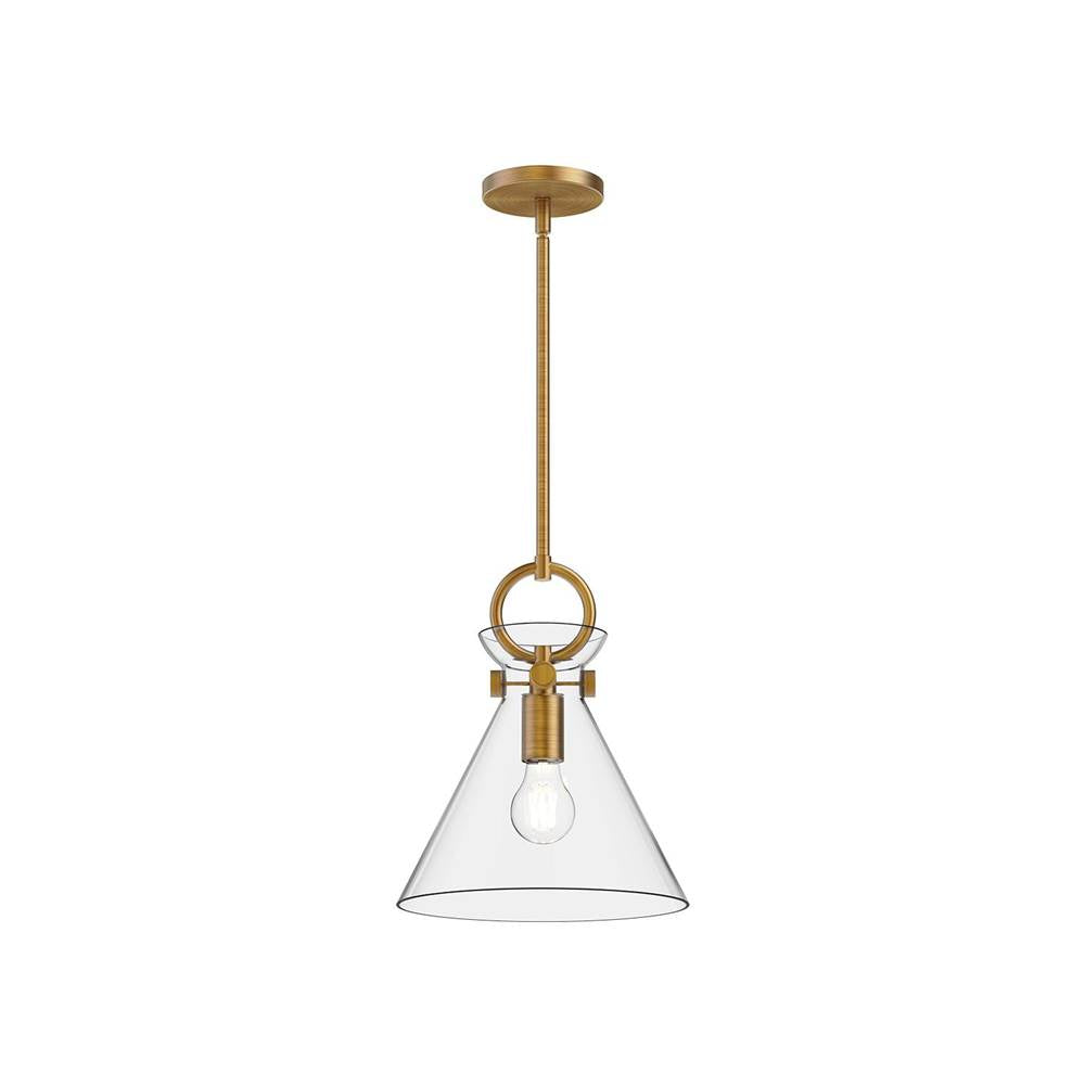 Alora Lighting Emerson 11-in Aged Gold/clear 1 Light Pendant