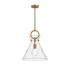 Alora Lighting Emerson 14-in Aged Gold/clear 1 Light Pendant