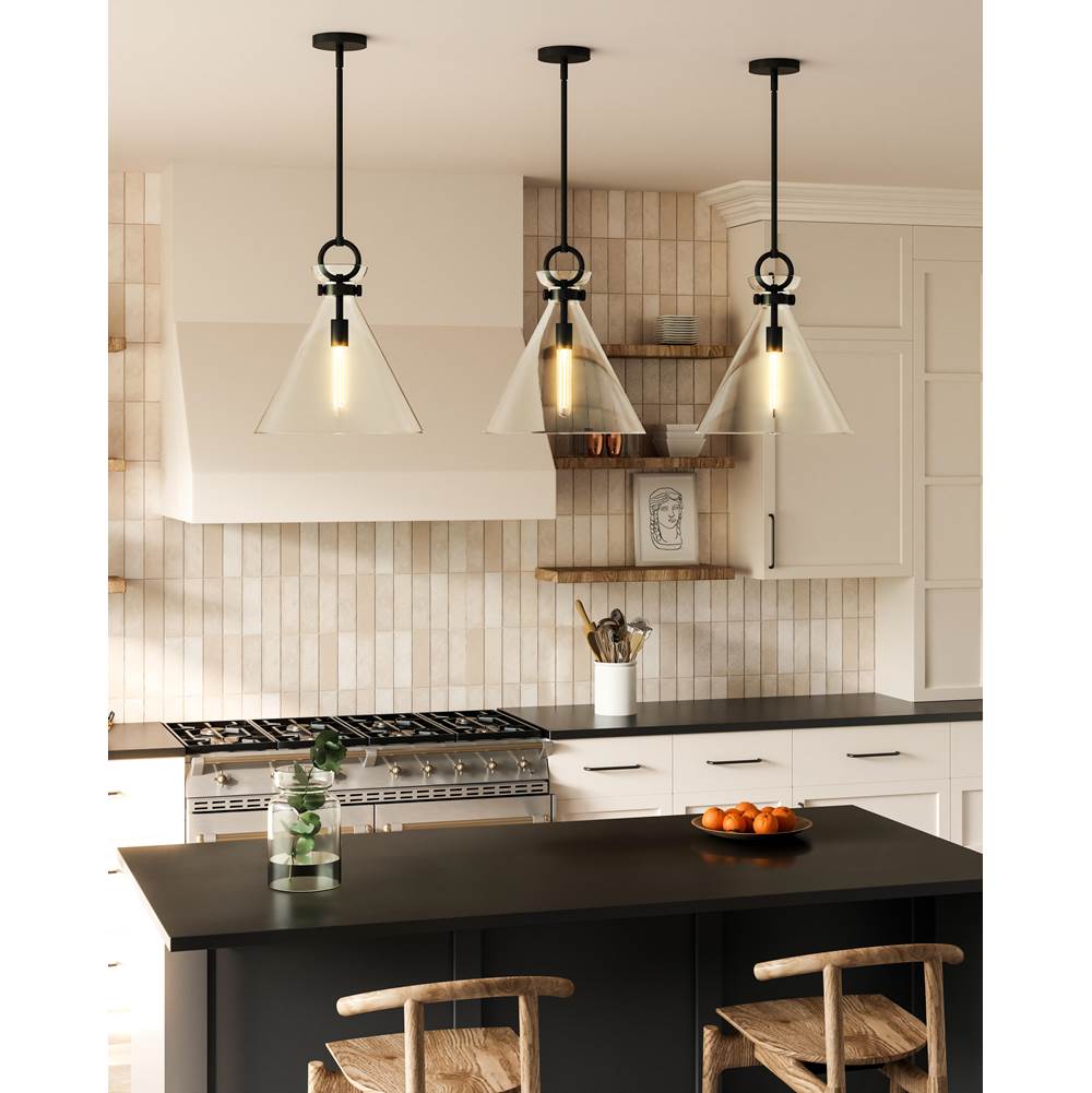 Alora Lighting Emerson 14-in Aged Gold/clear 1 Light Pendant