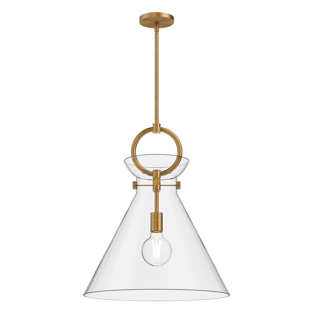 Alora Lighting Emerson 18-in Aged Gold/clear 1 Light Pendant