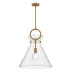 Alora Lighting Emerson 18-in Aged Gold/clear 1 Light Pendant