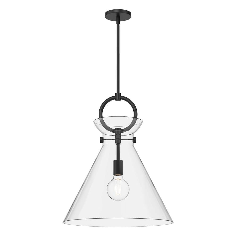 Alora Lighting Emerson 18-in Aged Gold/clear 1 Light Pendant