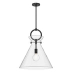 Alora Lighting Emerson 18-in Aged Gold/clear 1 Light Pendant