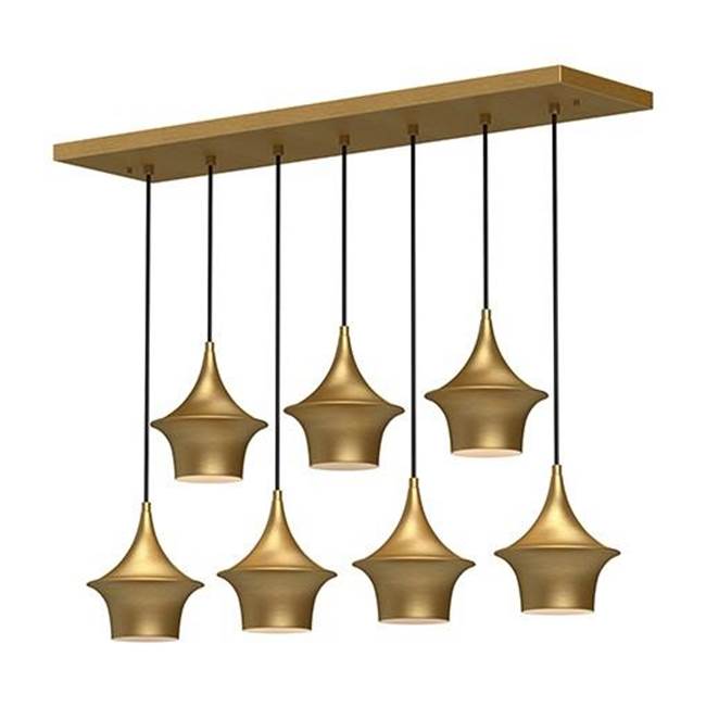 Alora Lighting Emiko 36-in Brushed Gold 7 Lights Linear Pendant