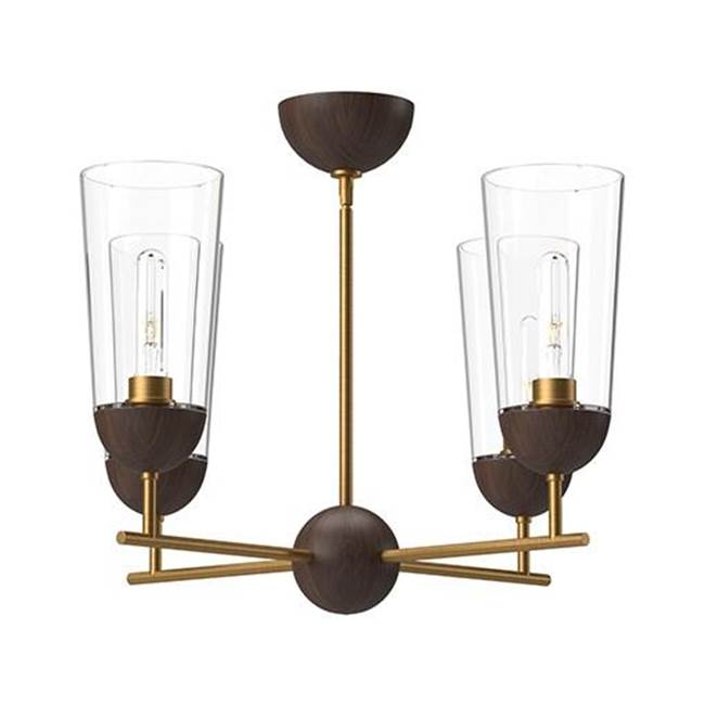 Alora Lighting Emil 25-in Aged Gold/walnut 4 Lights Chandeliers