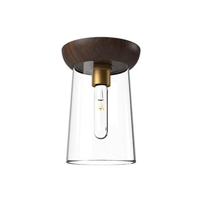 Alora Lighting Emil 7-in Aged Gold/walnut 1 Light Flush Mount
