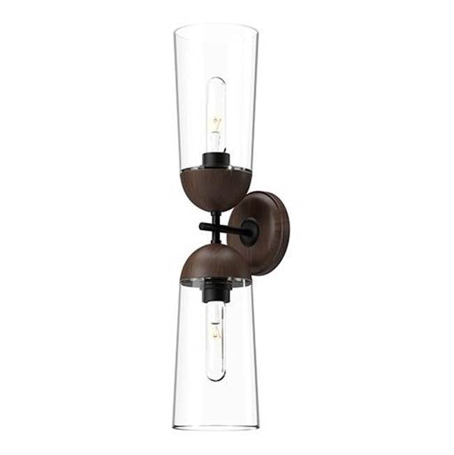 Alora Lighting Emil 5-in Aged Gold/walnut 2 Lights Wall/vanity