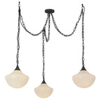 Alora Lighting Farrah 3-light Brushed Gold/glossy Ribbed Opal Glass Socket Multi Pendant