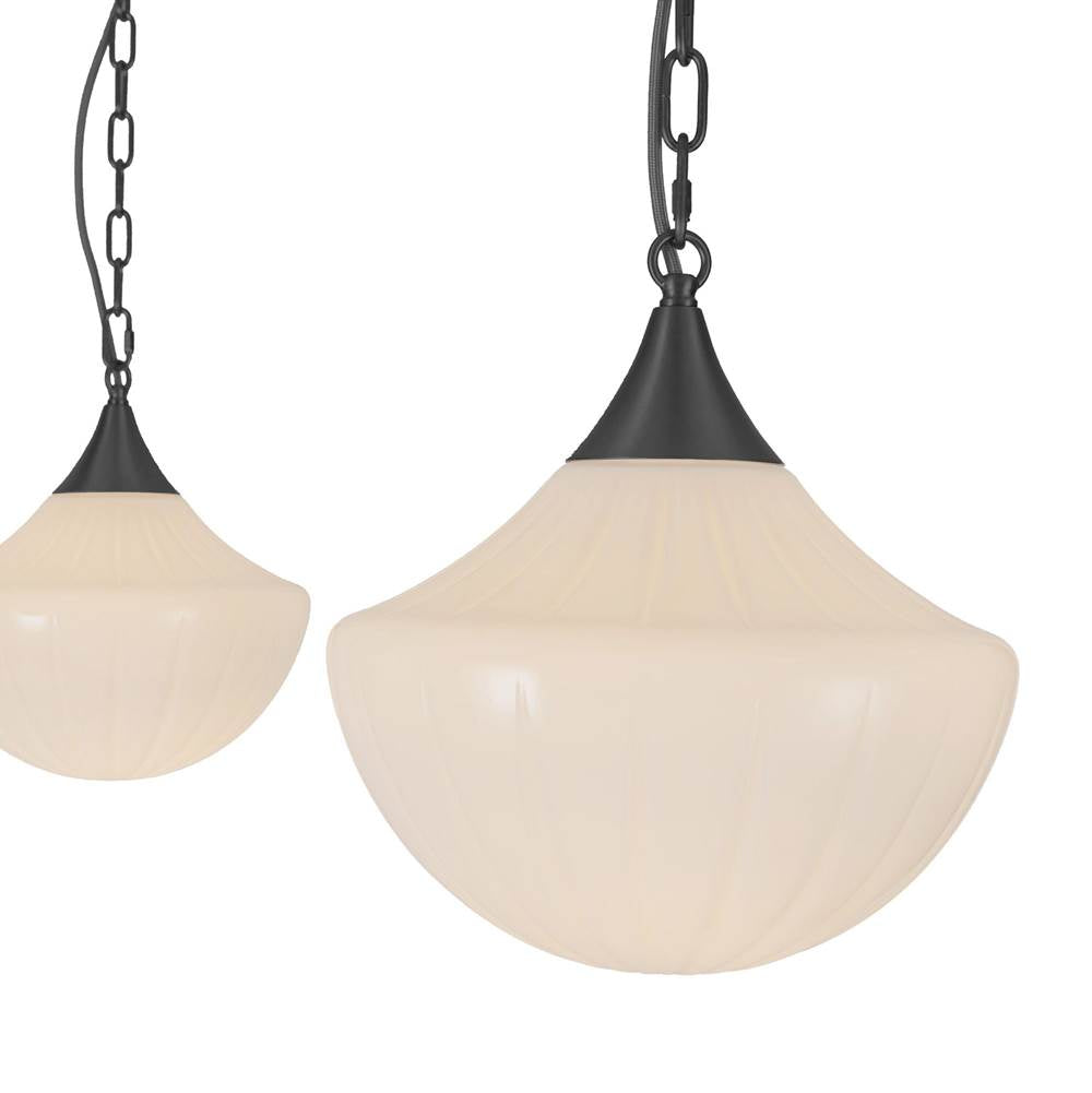 Alora Lighting MP651312MBGR Matte Black,Glossy Ribbed Opal Glass Farrah 3-light Matte Black/glossy Ribbed Opal Glass Socket Multi Pendant Image 3