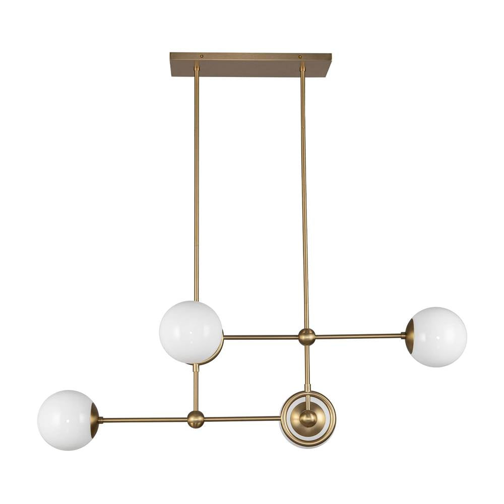 Alora Lighting Fiore 42-in Brushed Gold/glossy Opal Glass 4 Lights Chandelier