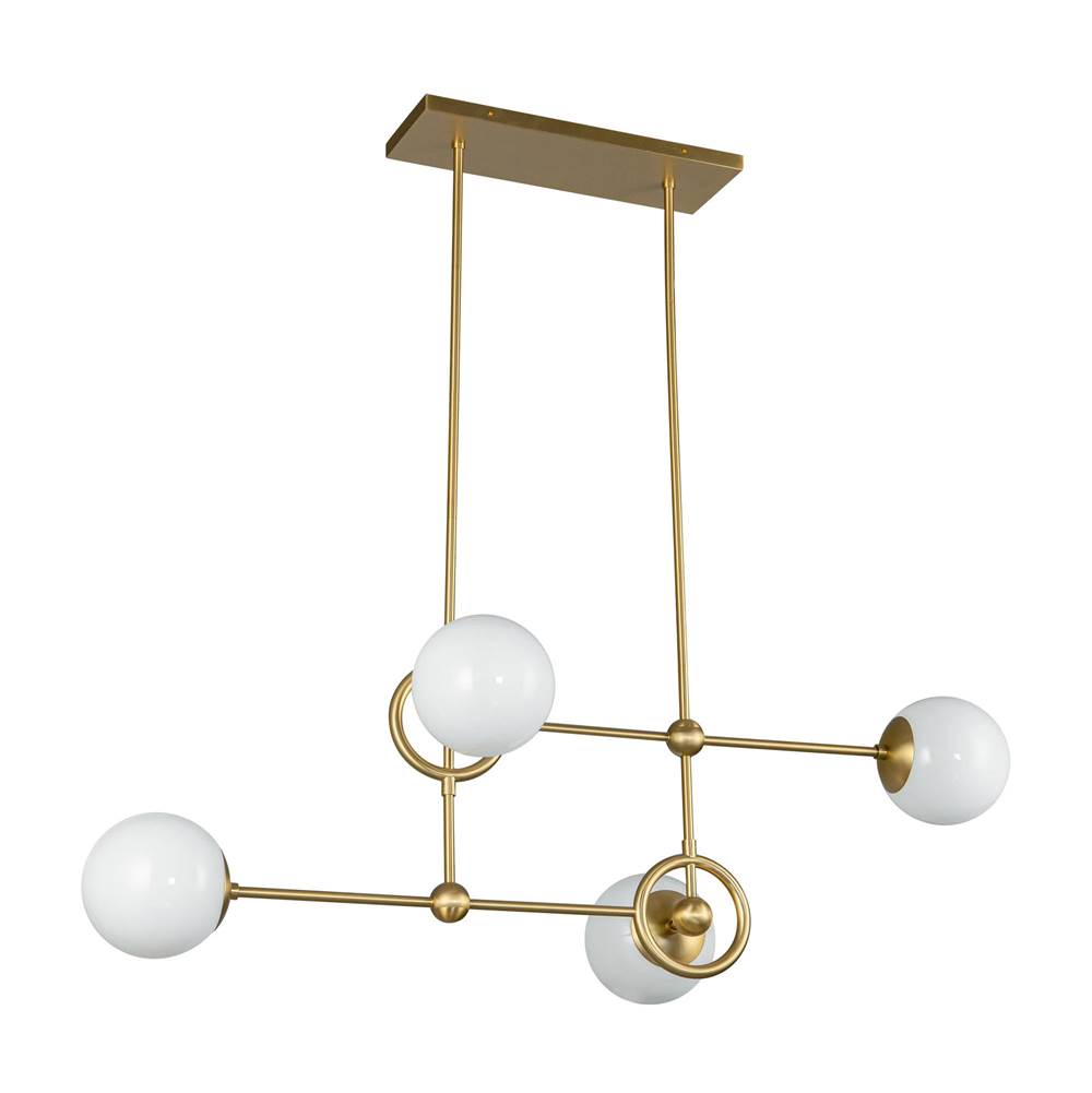 Alora Lighting CH407342BGGO Brushed Gold,Glossy Opal Glass Fiore 42-in Brushed Gold/glossy Opal Glass 4 Lights Chandelier Image 5