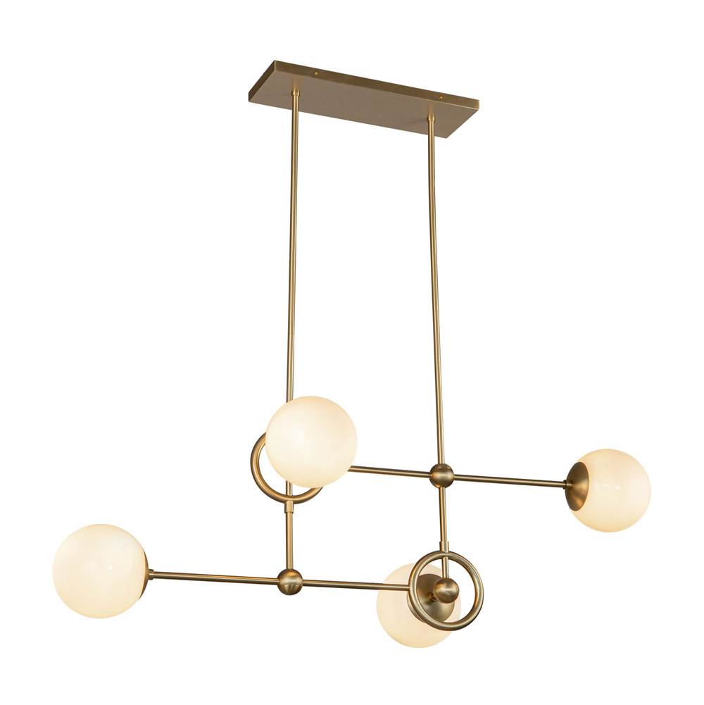 Alora Lighting CH407342BGGO Brushed Gold,Glossy Opal Glass Fiore 42-in Brushed Gold/glossy Opal Glass 4 Lights Chandelier Image 4