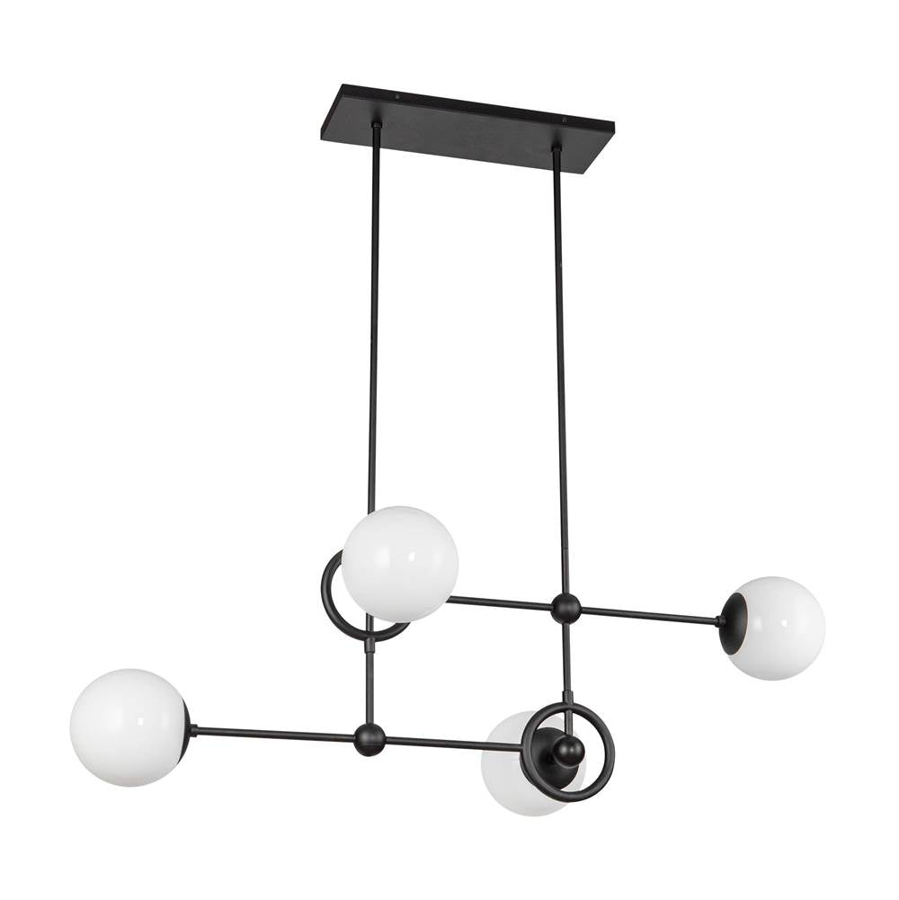 Alora Lighting CH407342MBGO Matte Black,Glossy Opal Glass Fiore 42-in Matte Black/glossy Opal Glass 4 Lights Chandelier Image 4