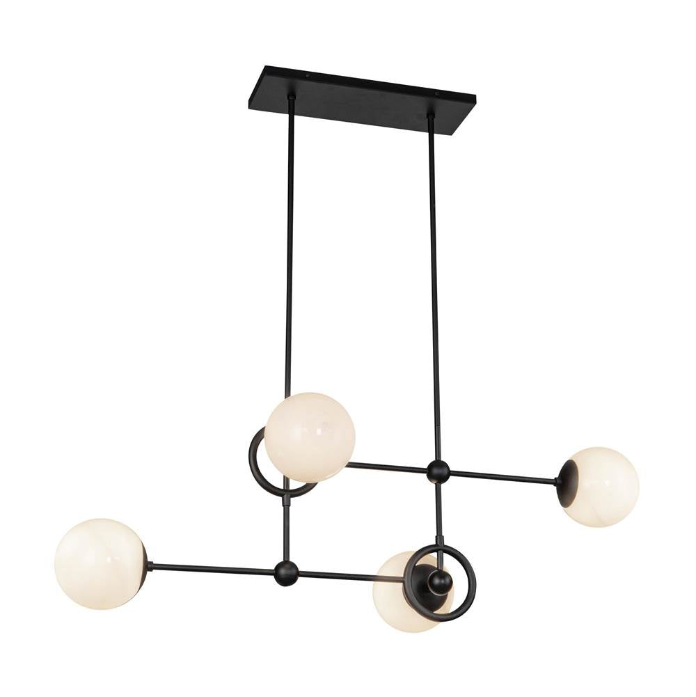 Alora Lighting CH407342MBGO Matte Black,Glossy Opal Glass Fiore 42-in Matte Black/glossy Opal Glass 4 Lights Chandelier Image 3