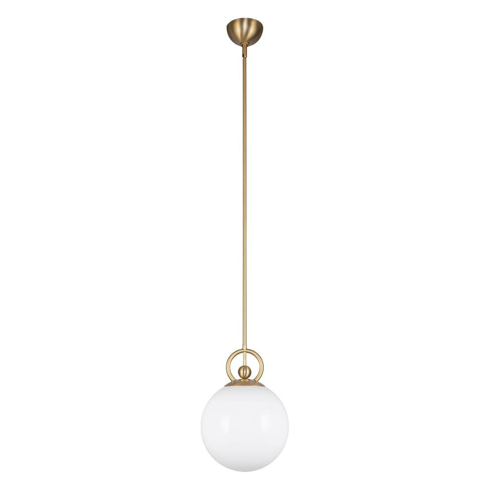 Alora Lighting Fiore 10-in Brushed Gold/glossy Opal Glass 1 Light Pendant