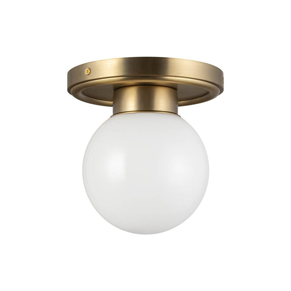 Alora Lighting Fiore 6-in Brushed Gold/glossy Opal Glass 1 Light Semi-flush