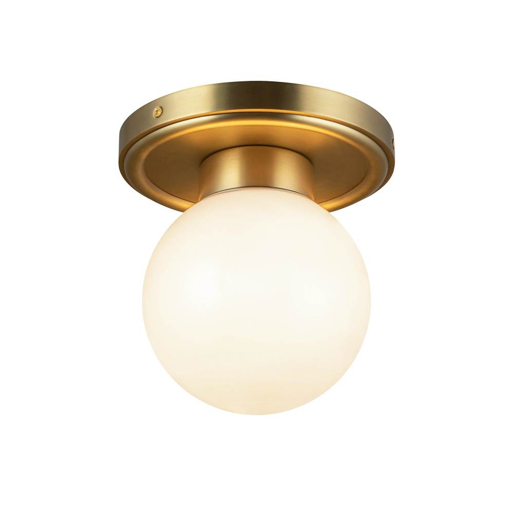 Alora Lighting SF407306BGGO Brushed Gold,Glossy Opal Glass Fiore 6-in Brushed Gold/glossy Opal Glass 1 Light Semi-flush Image 4
