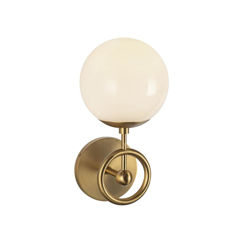 Alora Lighting WV407306BGGO Brushed Gold,Glossy Opal Glass Fiore 6-in Brushed Gold/glossy Opal Glass 1 Light Wall Vanity Image 1