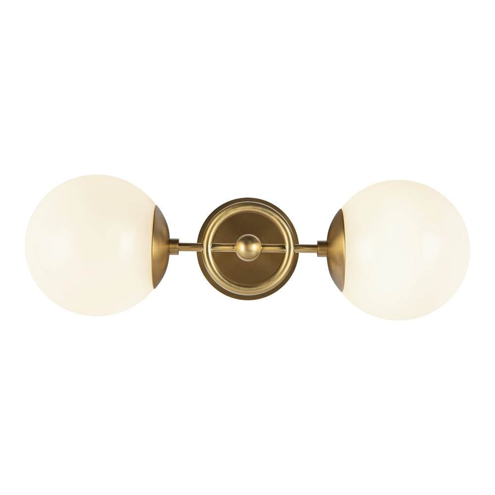 Alora Lighting WV407618BGGO Brushed Gold,Glossy Opal Glass Fiore 18-in Brushed Gold/glossy Opal Glass 2 Lights Wall Vanity Image 1