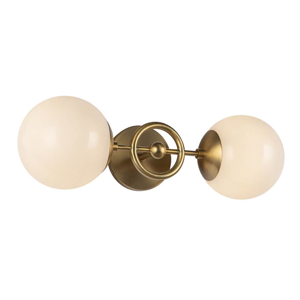 Alora Lighting WV407618BGGO Brushed Gold,Glossy Opal Glass Fiore 18-in Brushed Gold/glossy Opal Glass 2 Lights Wall Vanity Image 4
