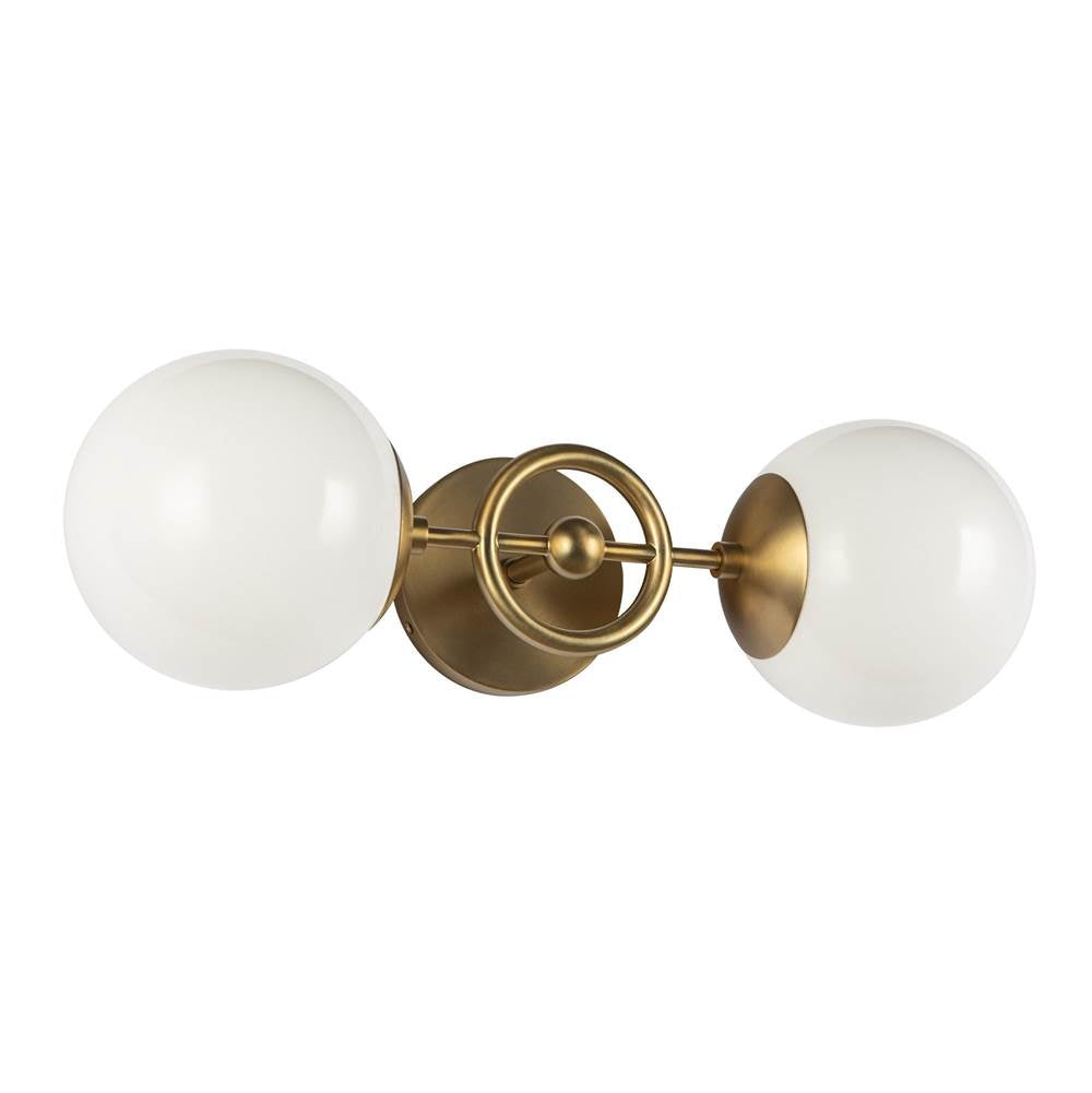 Alora Lighting WV407618BGGO Brushed Gold,Glossy Opal Glass Fiore 18-in Brushed Gold/glossy Opal Glass 2 Lights Wall Vanity Image 3