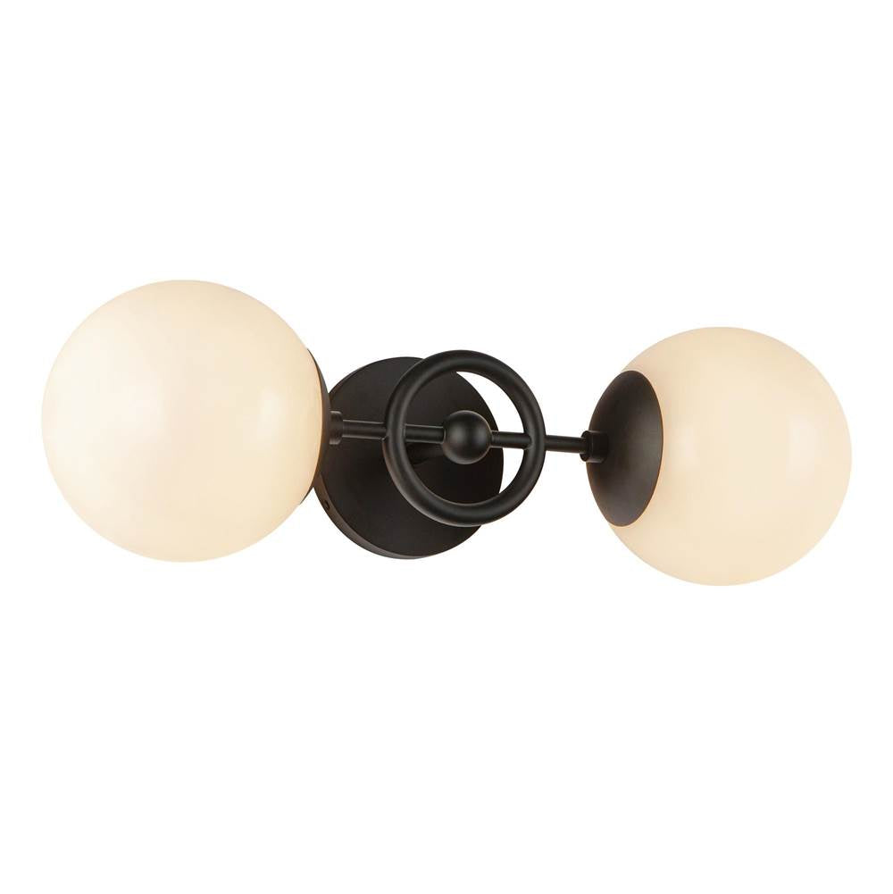 Alora Lighting WV407618MBGO Matte Black,Glossy Opal Glass Fiore 18-in Matte Black/glossy Opal Glass 2 Lights Wall Vanity Image 4