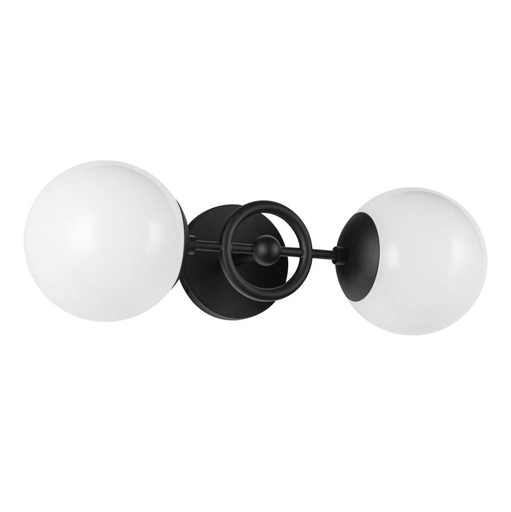 Alora Lighting WV407618MBGO Matte Black,Glossy Opal Glass Fiore 18-in Matte Black/glossy Opal Glass 2 Lights Wall Vanity Image 3