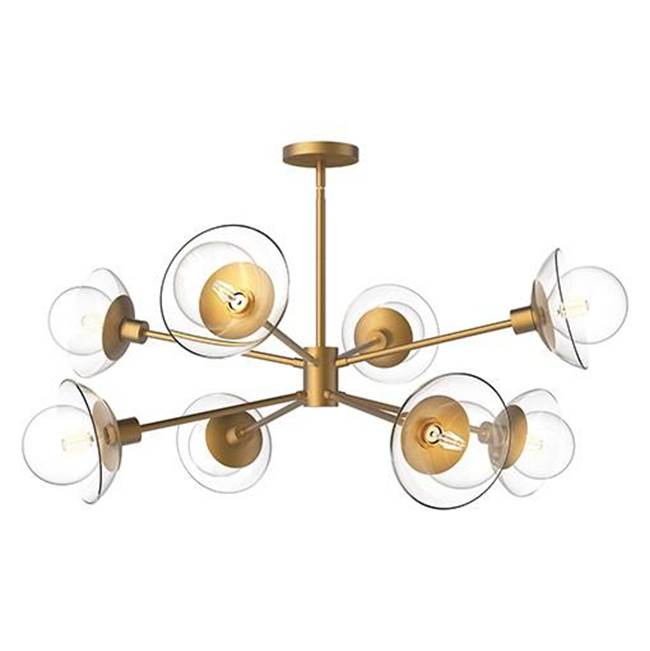 Alora Lighting Francesca 40-in Aged Gold/clear Glass 8 Lights Chandeliers