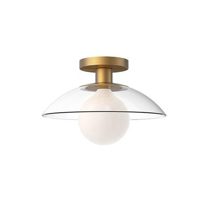 Alora Lighting Francesca 12-in Aged Gold/clear Glass 1 Light Semi Flush Mount