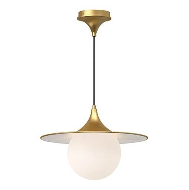 Alora Lighting Fuji 16-in Brushed Gold/opal Matte Glass 1 Light Pendant