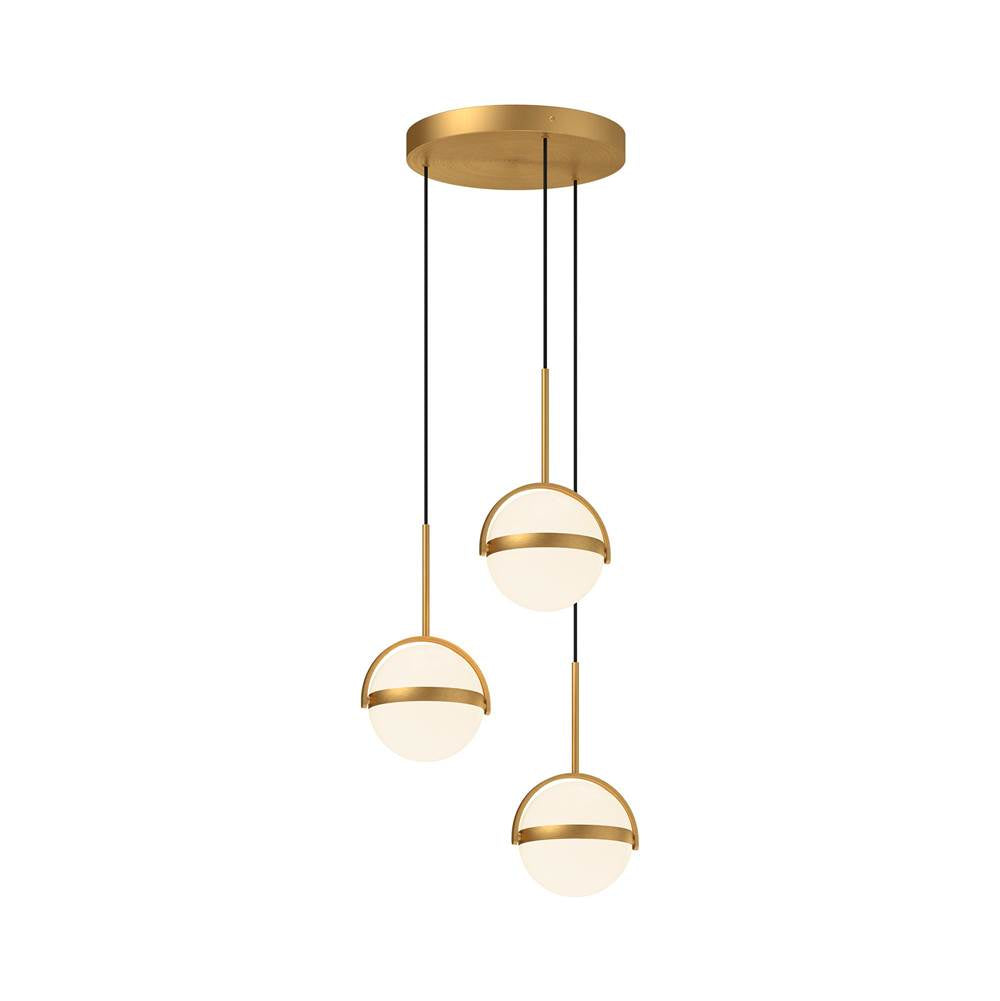 Alora Lighting Globo 3 Head Brushed Gold Led Multi Pendant