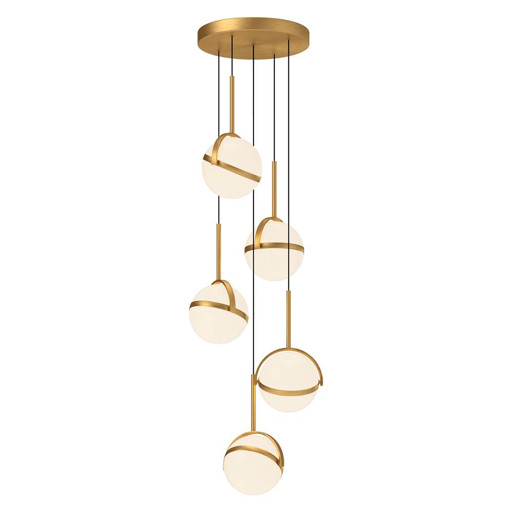 Alora Lighting MP301005BG Brushed Gold Globo 5 Head Brushed Gold Led Multi Pendant Image 1