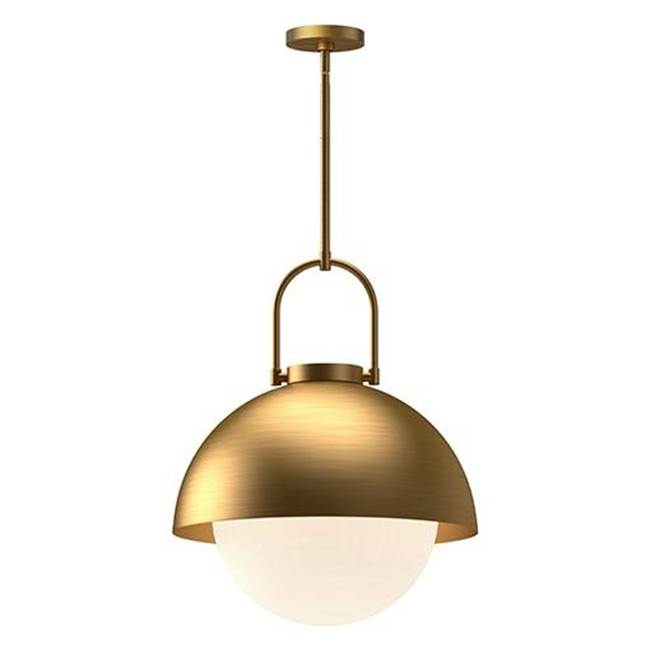 Alora Lighting Harper 16-in Aged Gold/opal Matte Glass 1 Light Pendant