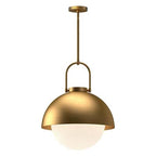 Alora Lighting Harper 16-in Aged Gold/opal Matte Glass 1 Light Pendant