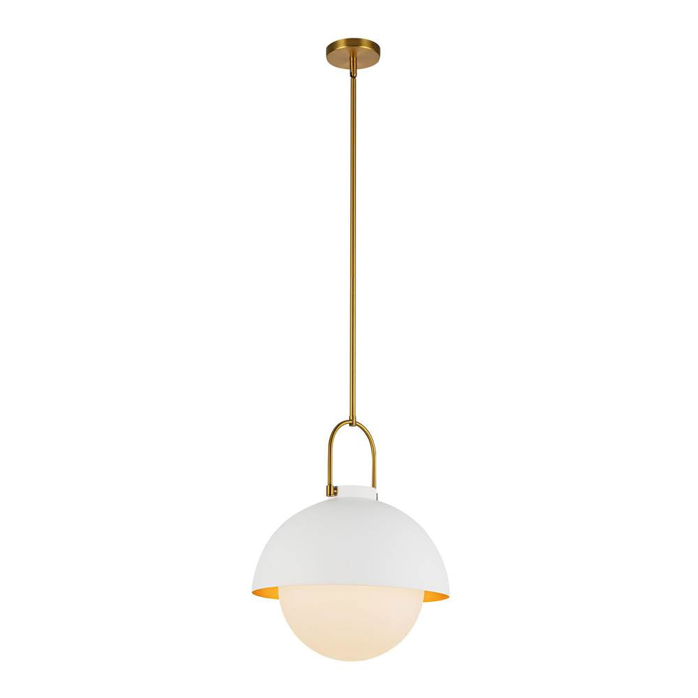 Alora Lighting Harper 16-in Aged Gold/opal Matte Glass 1 Light Pendant