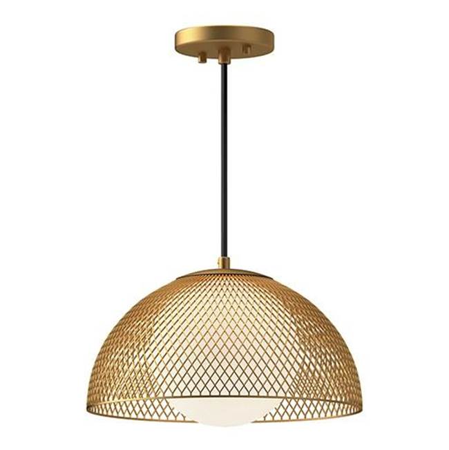 Alora Lighting Haven 12-in Gold/opal Matte Glass 1 Light Pendant